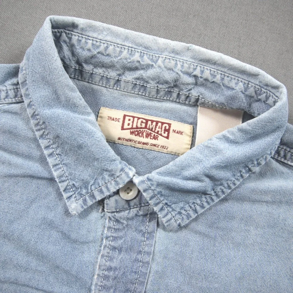 Vintage Big Mac Workwear Chambray 2 Pocket Short Sleeve Men Shirt L